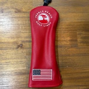 Pebble Beach Golf Links Red Hybrid Wood Golf Head Cover American Flag 10"